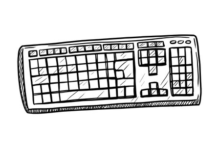 keyboard sketch vector illustration on white backgroundのイラスト素材