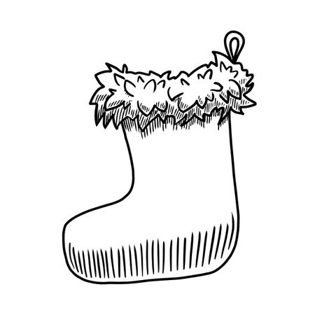 Christmas sock vector illustration isolated on white backgroundのイラスト素材