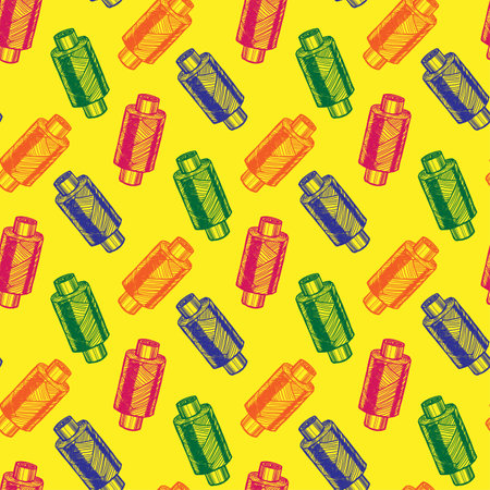 A spool of sewing thread vector seamless pattern