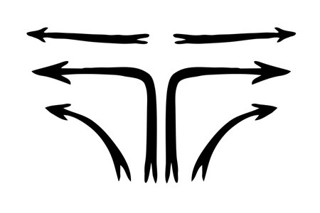 set of hand drawn arrows isolated on white backgroundのイラスト素材