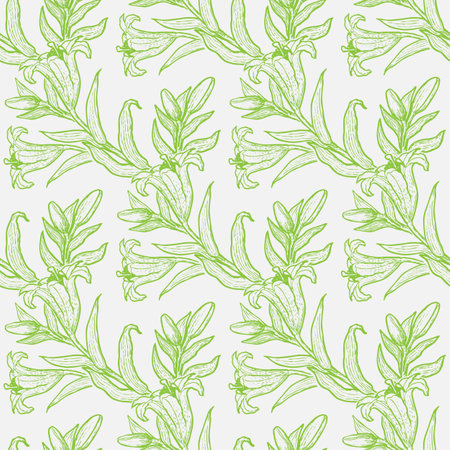 Lilly vector illustration seamless patternのイラスト素材