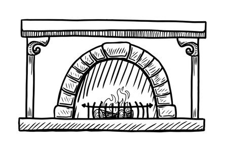 Fireplace vector illustration isolated on white backgroundのイラスト素材