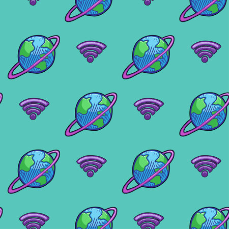 Global network vector seamless pattern for print or web designのイラスト素材