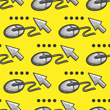 Cursor arrow and computer mouse vector seamless patternのイラスト素材