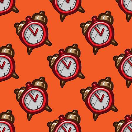 Alarm clock vector seamless patternのイラスト素材