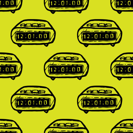 electronic clock vector seamless patternのイラスト素材