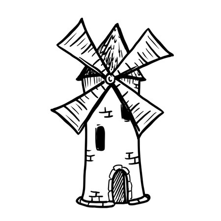 windmill vector illustration on white backgroundのイラスト素材