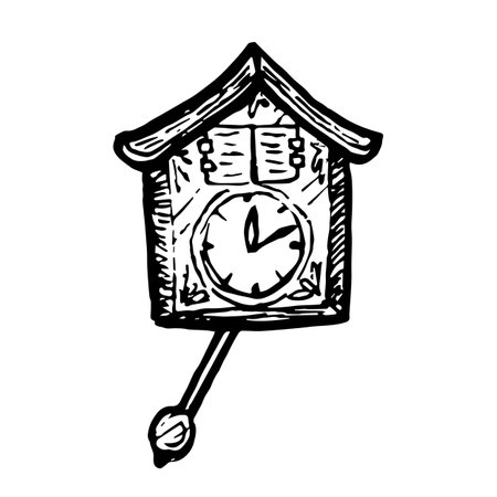 cuckoo clock vector illustration on white backgroundのイラスト素材