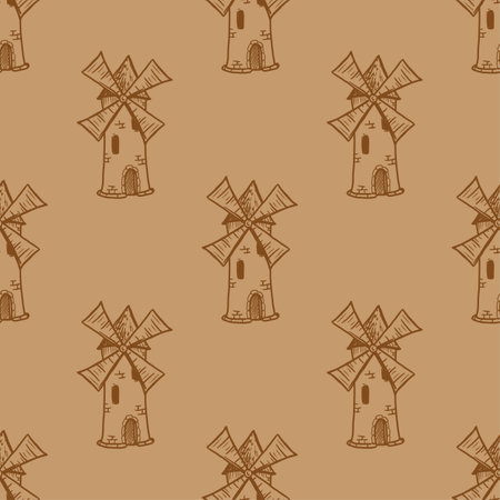 Windmill vintage vector seamless patternのイラスト素材