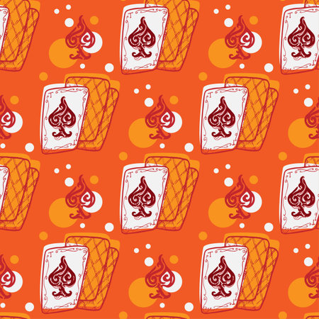 ACE of spades and playing cards vector seamless patternのイラスト素材