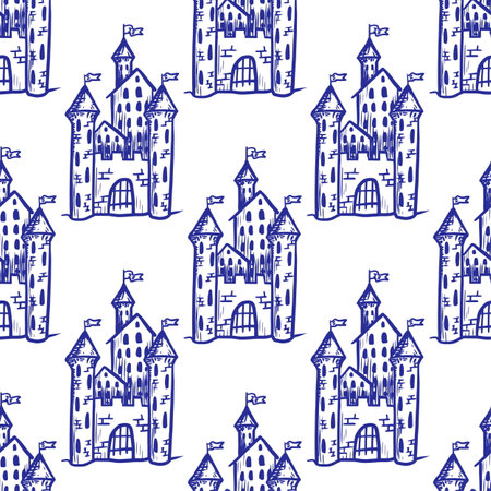 Medieval castle vector seamless patternのイラスト素材