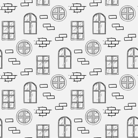 Window on wall vector seamless patternのイラスト素材
