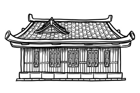 Asian house vector illustration on white backgroundのイラスト素材