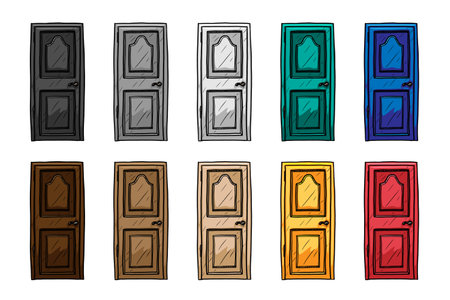 Set of doors vector illustration on white backgroundのイラスト素材