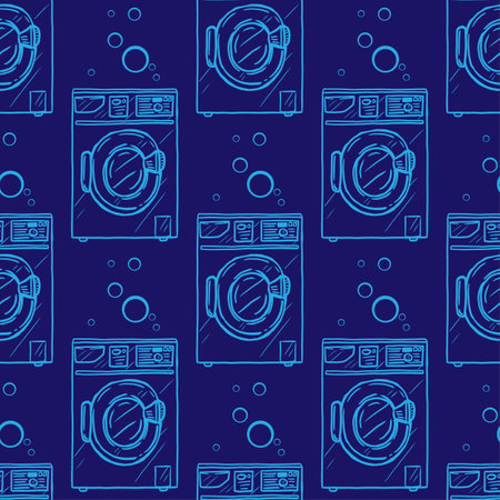 Washing machine vector seamless patternのイラスト素材