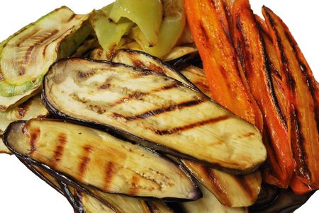 Grill vegetables isolated on white backgroundの写真素材