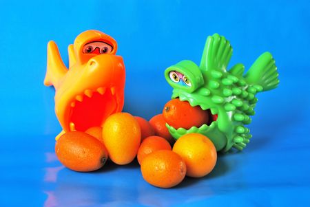 Two real big fishesの写真素材