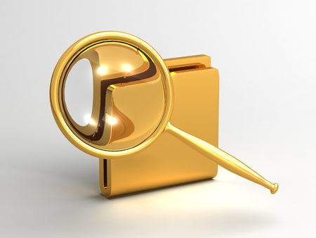 Magnifier folder file search 3D illustration. searchingの写真素材