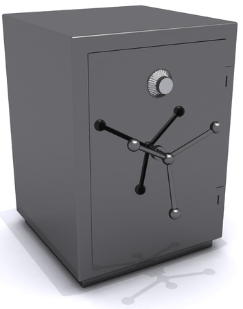 gray metal safe closed 3D illustration financeの写真素材