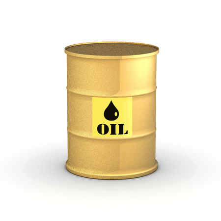 Golden Barrel Oil on white background 3D illustration.の写真素材