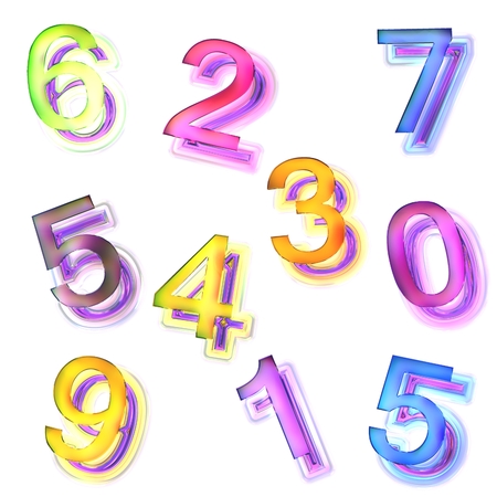 Seamless texture of abstract bright shiny colorful digit, Isolation on a white background