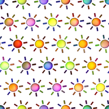 Seamless texture colorful suns bright shiny colorful geometric shapesの写真素材