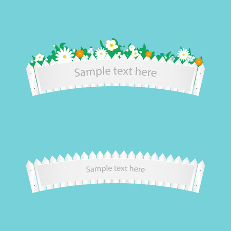 Fence with flowers | Bannerのイラスト素材
