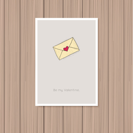 Valentine's day greeting card on a wooden backgroundのイラスト素材