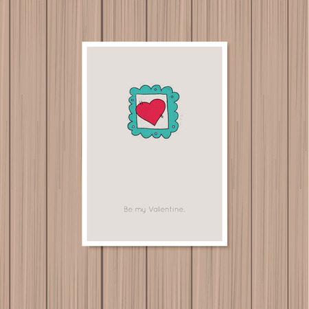Valentine's day greeting card on a wooden backgroundのイラスト素材