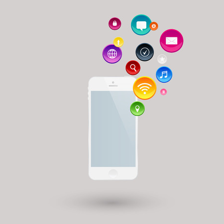 Mobile communication by smart phone apps to services available on the internetのイラスト素材