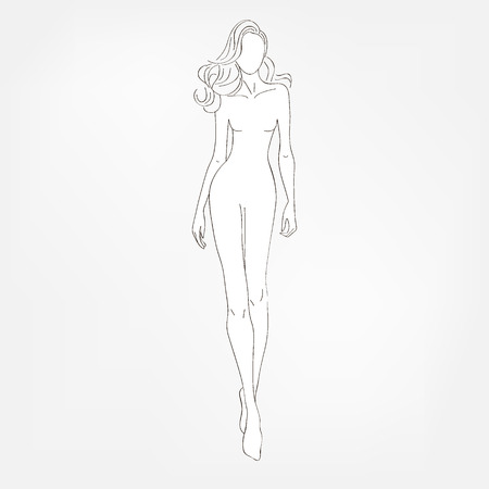 Fashion black-and-white vector illustration. Sketch.のイラスト素材