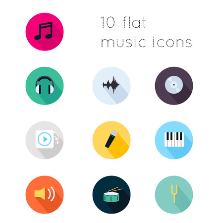 Flat music iconsのイラスト素材