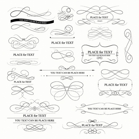 Vector set of calligraphic elements for design. Calligraphic vectorのイラスト素材