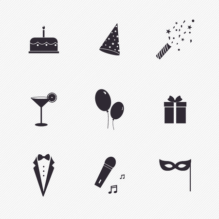 Party Icons and Celebration Icons with White Backgroundのイラスト素材