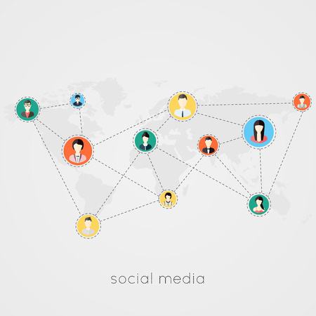 Flat icons for social media and network connection concept. Vector illustrationのイラスト素材