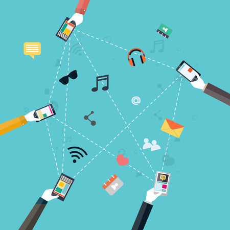 Flat design vector illustration concept for mobile appsのイラスト素材