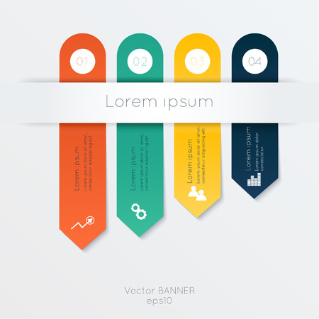 Vector colorful info graphics for your business presentations. Can be used for info graphics, graphic or website layout vector, numbered banners, diagram, horizontal cutout lines, web design.のイラスト素材