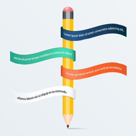 Business education pencil staircase Infographics option. Vector illustration. can be used for workflow layout, banner, diagram, number options, step up options, web design.のイラスト素材