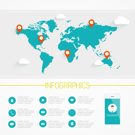 World map infographics. Vecto.のイラスト素材