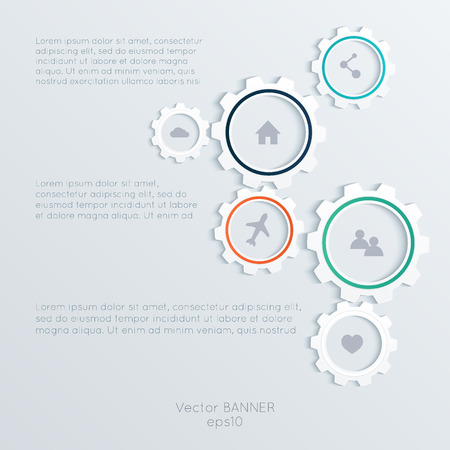 Vector cogwheel template. Cogwheel connection, teamwork. Colorfully creative template with space for your content.のイラスト素材