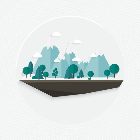 Flat design nature landscape illustration, Vector mountainのイラスト素材