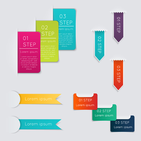 Set of colorful text box with steps, trendy colors. のイラスト素材