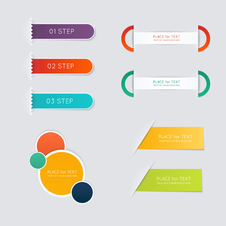 Set of colorful text box with steps, trendy colors. のイラスト素材