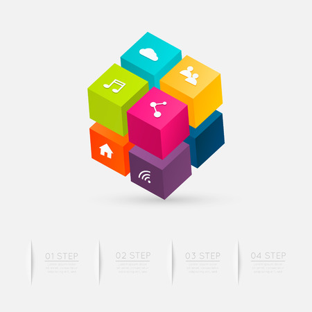 3d cube infographics.のイラスト素材