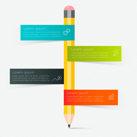 Business education pencil staircase Infographics option. のイラスト素材