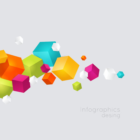 Abstract color cubes vector background.のイラスト素材