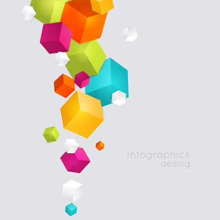 Abstract color cubes vector background.のイラスト素材