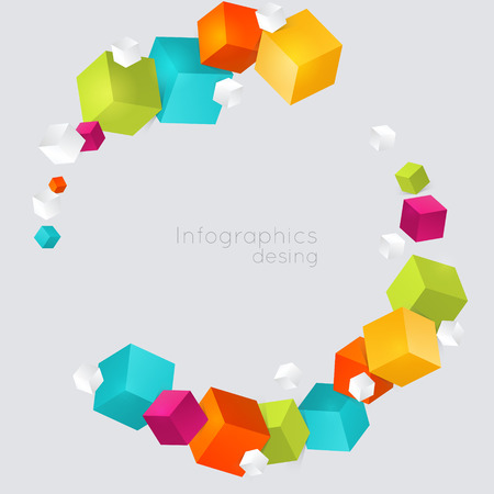 Abstract color cubes vector background.のイラスト素材