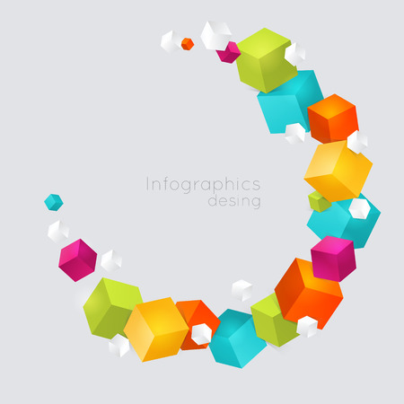 Abstract color cubes vector background.のイラスト素材