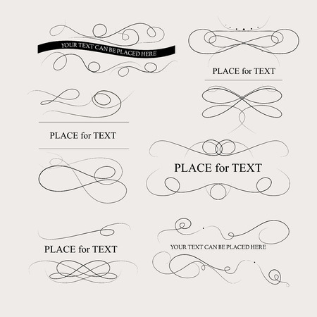 Floral design elements vintage dividers in black color. Page decoration. のイラスト素材